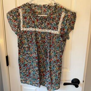 LOFT Floral Blouse with Lace Detail - Multicolor